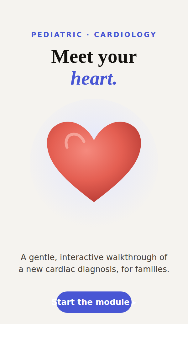 Preview of HealthLit's interactive pediatric heart module